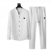 Tracksuit armani jogging homme sport high quality stand collar pants set blanc